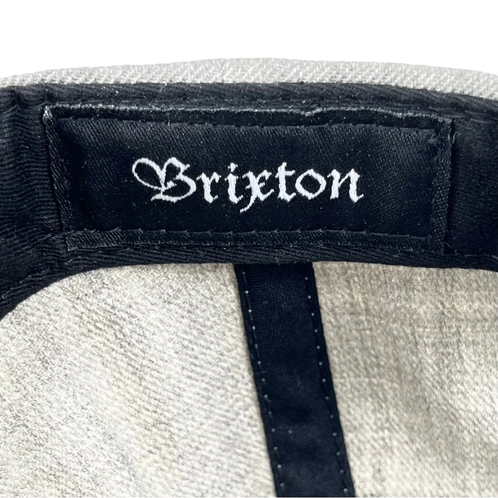 Brixton Gray & Black Circle Patch Logo Flat Bill Snapback‎ Cap Hat